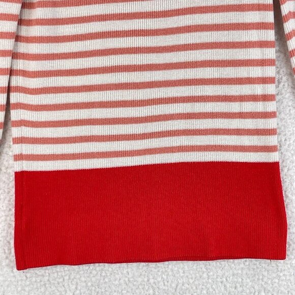 Ann Taylor LOFT Orange Striped Knit Pullover Sweater Womens‎ Crew Neck Size M - Picture 5 of 13